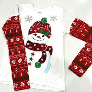 Cute Snowman Layered Look T-Shirt Holiday!